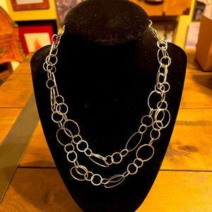 Silver Hoops Necklace (Length Adjustable)